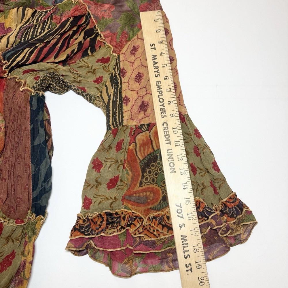 Young Threads Boho Sheer Patchwork Top Bell Sleeves Forest Fairy S Ren Faire - Picture 12 of 12
